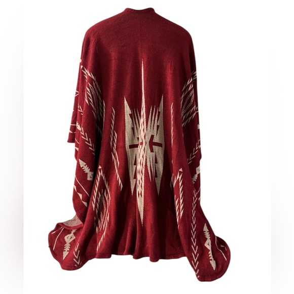 Francesca’s Southwest Print Poncho Wrap OS NWT Boho Open Front Kimono Style - Picture 5 of 11